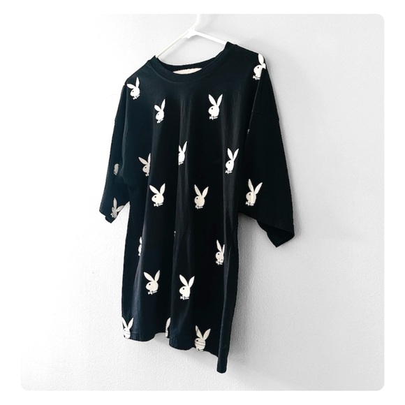 ★ Playboy Misguided Unisex Oversized Collab Graphic T-shirt - Black/White ★ - Picture 5 of 17